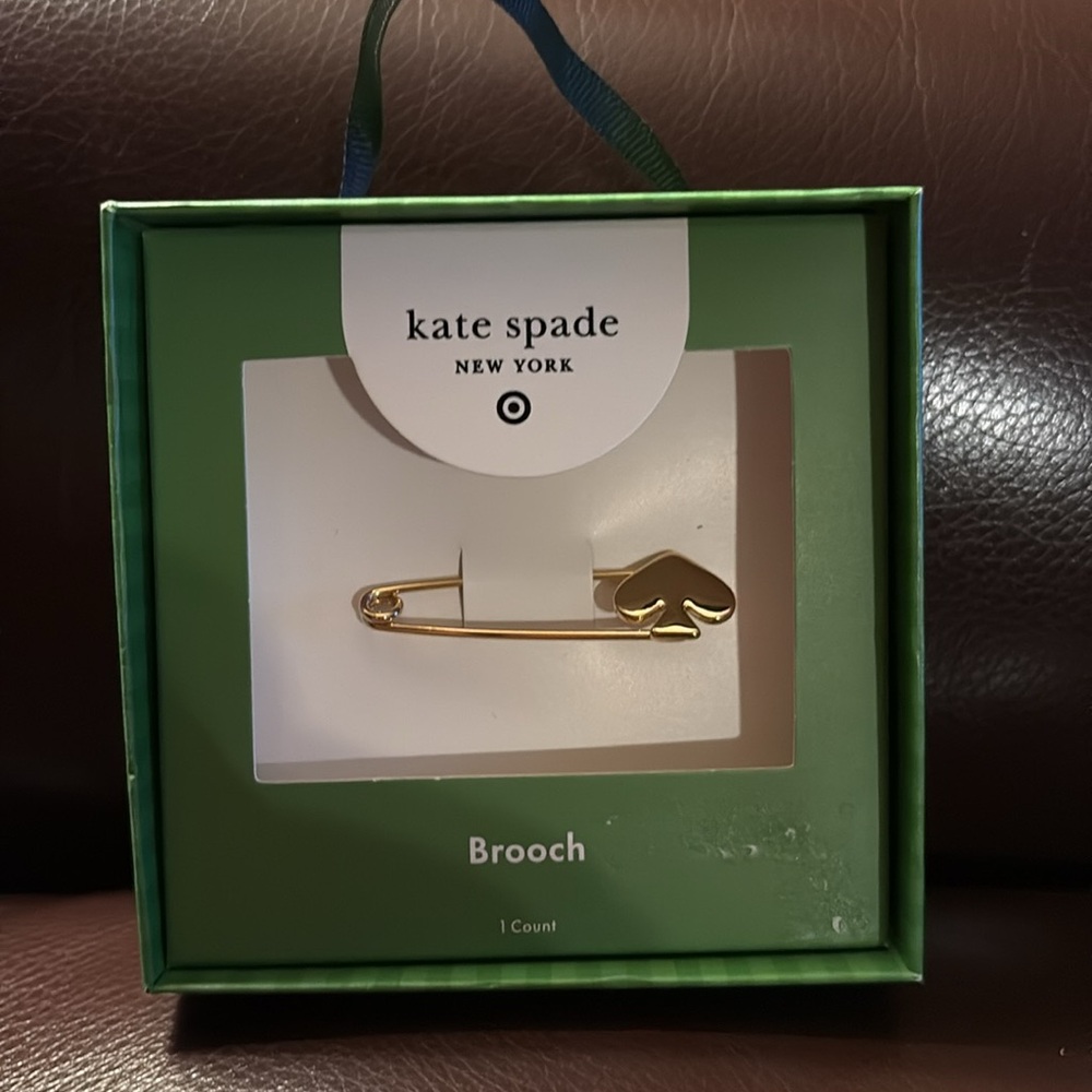 NIB Kate Spade Brooch Gold Safety Pin Brooch Kate Spade New York x Target - Picture 3 of 3